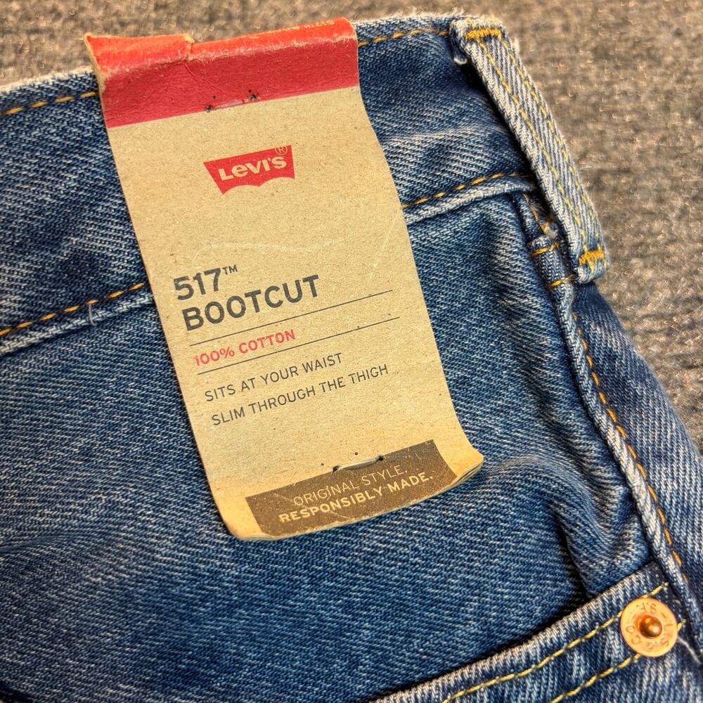 Levi's 517 Bootcut Jeans Men 42x32 Medium Wash Blue Denim Cotton Regular Fit NWT - Picture 6 of 8